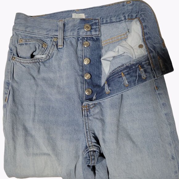 Topshop Jeans Womens Size 26 Button Fly Straight Leg High Rise Light Wash Denim - Picture 7 of 7